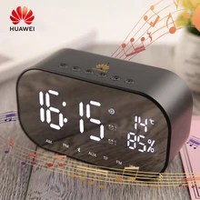 Huawei Alarm Clock Bluetooth Speaker FM Radio Portable Wireless Loudspeakers Stereo Music TF Speakers For Bedroom Weather