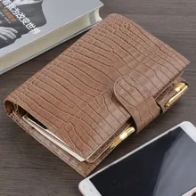 Genuine Leather Ring Binder Notebook A6 Handmade Personal Agenda Organizer Cowhide Diary Journal Sketchbook Planner Money