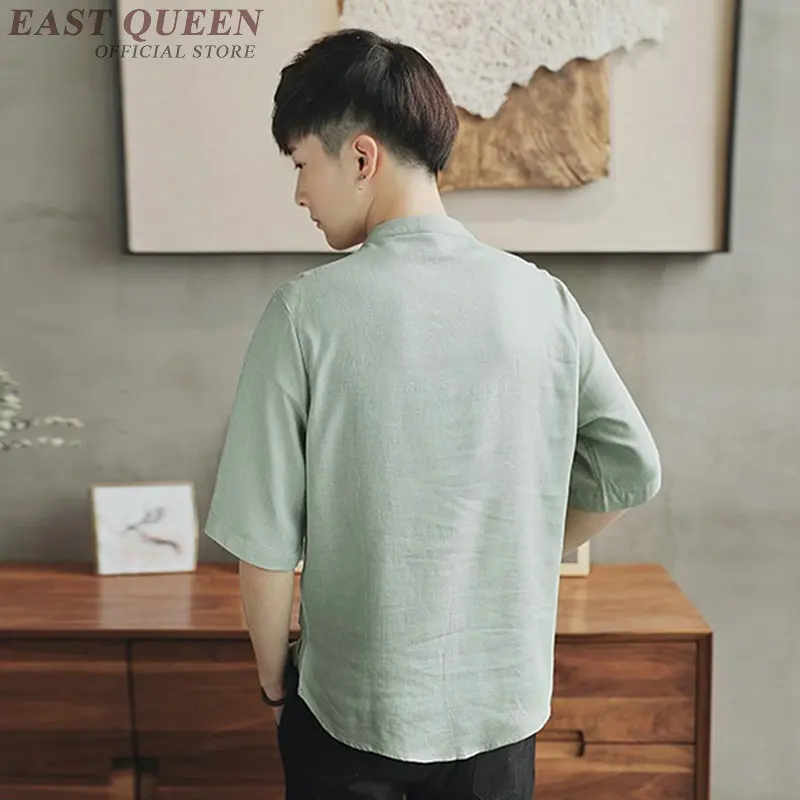Традиционная китайская блузка рубашка одежда для мужчин Топ Восточный Мандарин воротник льняная мужской кимоно наряд KK2157 Y