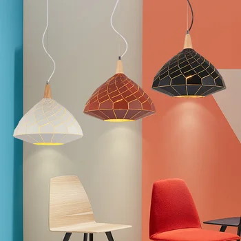 

Fashion Colorful Modern Wood Pendant Lights Lamparas Minimalist design shade Luminaire Dining Room Lights Pendant Lamp