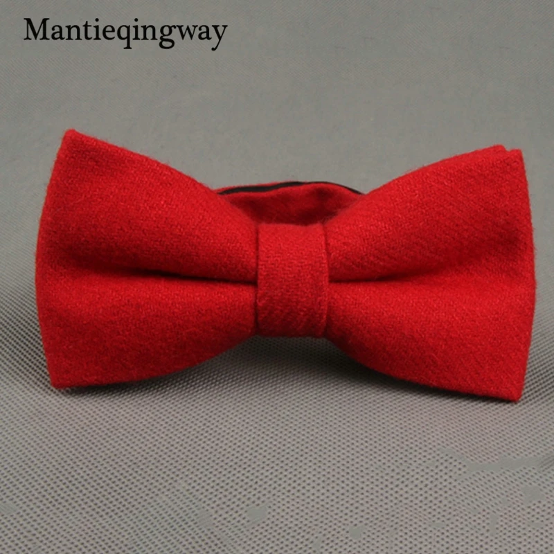 Mantieqingway Мода 2017 г. шерсть сплошной цвет Bowties для мужчин регулируемый Формальные Свадебные Gravatas узкие Vestidos галстук для мужчин