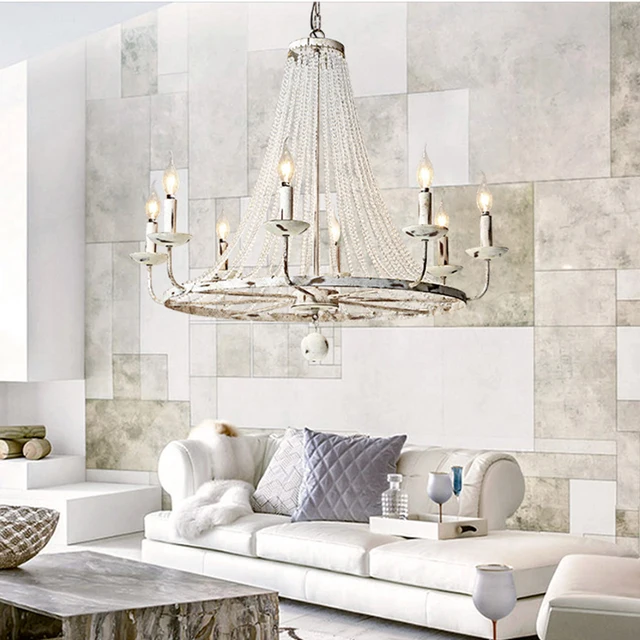 American Country Style White Vintage Luxury Big LED Crystal American country style white Vintage luxury big LED crystal chandelier lamp lustres modern E14 lights for living room bedroom - American Country Style White Vintage Luxury Big LED Crystal