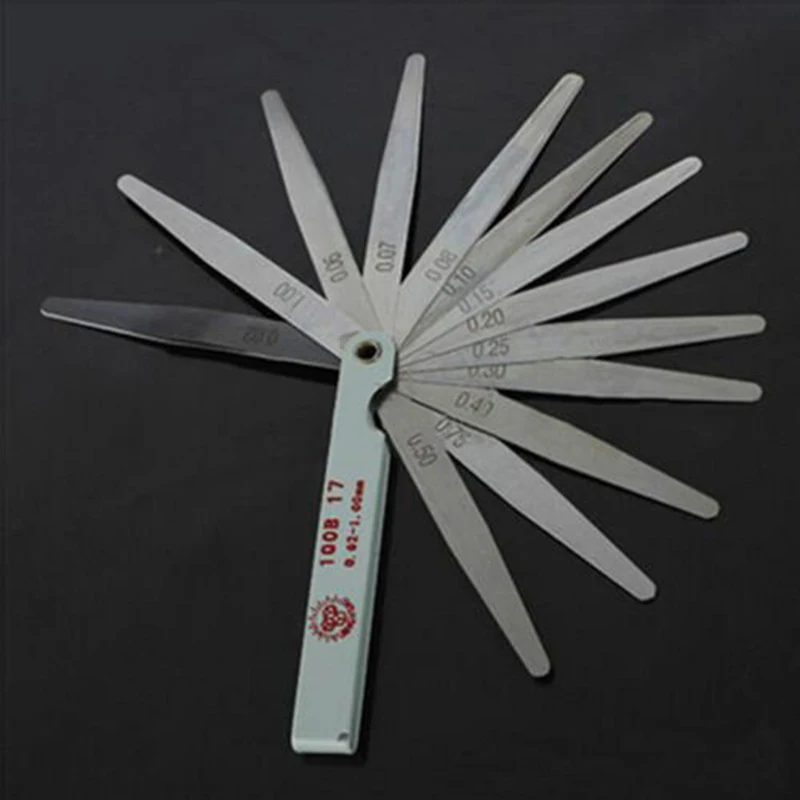 Hot 17 Blade Metric Feeler Gauge 0.02-1.00mm Gap Filler Thickness Measurement Tool