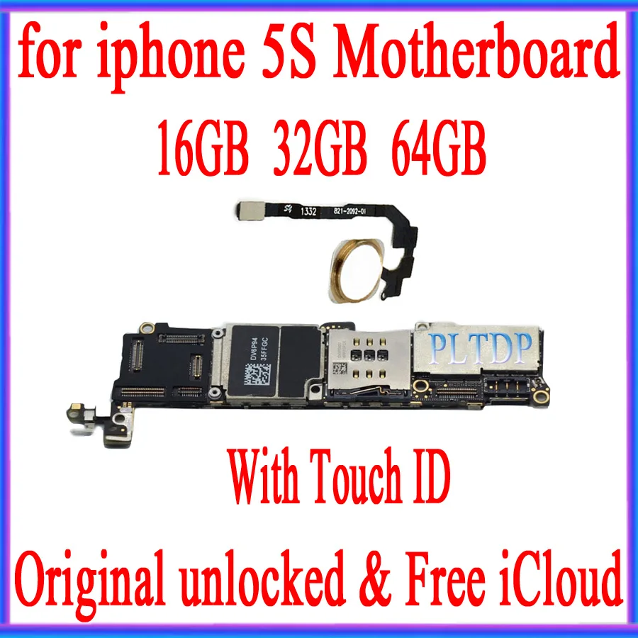 

Factory unlocked for iphone 5S Motherboard with Touch ID,100%Original for iphone 5S Logic board 16GB 32GB 64GB
