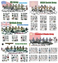 SWAT Minifigure World War 2 WW2 Military with Weapon Building Blocks Brick Toy Russian US German Army Compatible with legoeds