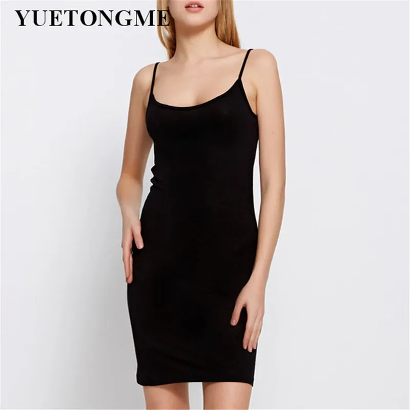 

YUETONGME 2018 Summer Dress Bodycon Dress Sexy Deep Neck Split Spaghetti Strap Women Sleeveless BTL042