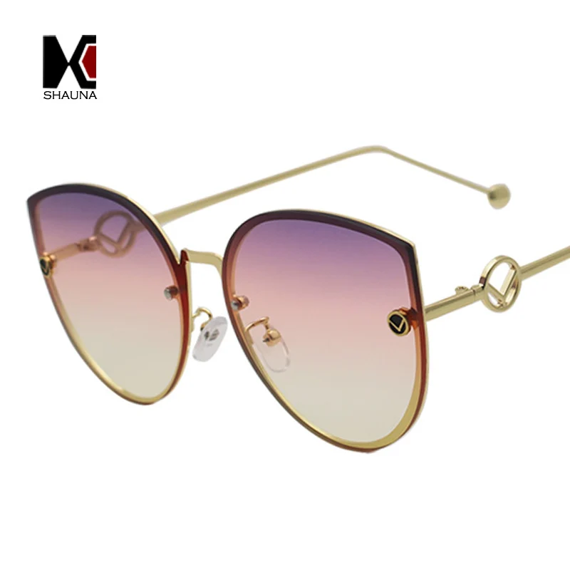 

SHAUNA Trending Rimless Sunglasses Women INS Popular Cat Eye Gradient Shades