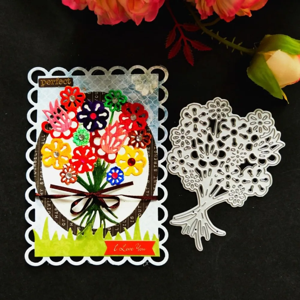 

A Bunch Of Flowers Metal Cutting Dies for Scrapbooking DIY Album Embossing Folder Paper Cards Maker Template Decor Stencils Dies