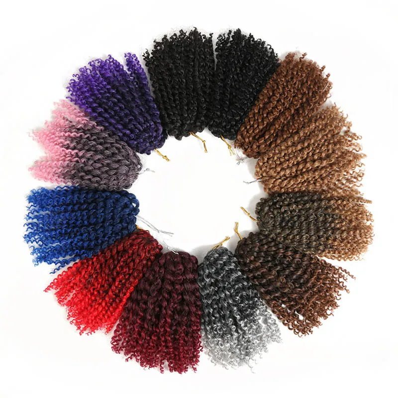 Crochet Braids kinky Twist Hair 8 inches Curly Crochet Hair Crochet Braiding Hair Ombre Synthetic Hair Extensions