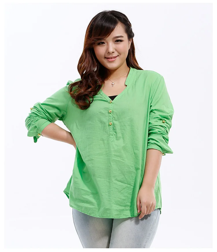 Woman Blouse Plus Size S 3xl 4XL(bust 132 cm) Summer New Fashion Women's Shirt Thin Cotton shirt