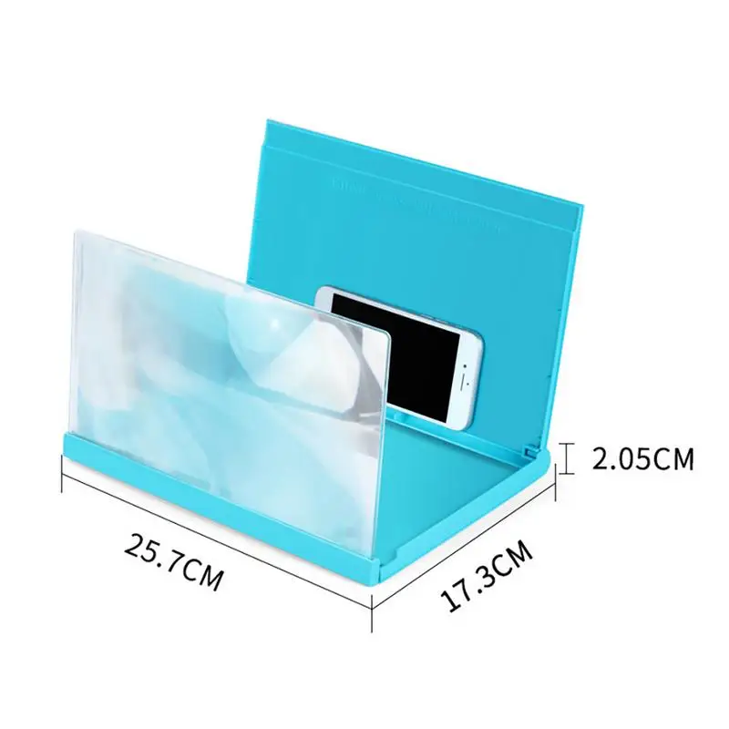 12 дюймов экран лупа для мобильного телефона экран 3D фильм защита глаз ультра-прозрачный HD объектив акриловый Мобильный телефон Настольный кронштейн - Цвет: Blue