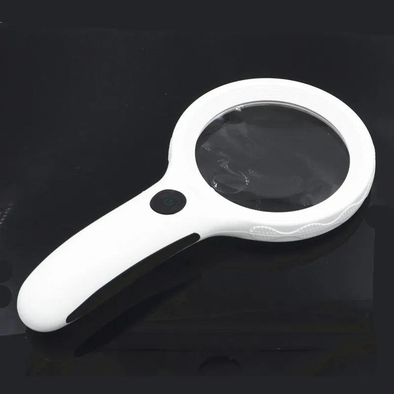 

2.5X 8X Optical Lens LED+UV Lamp Detector Handheld Magnifier Reading Map Newspaper Magnifying Glass Jewelry Loupe