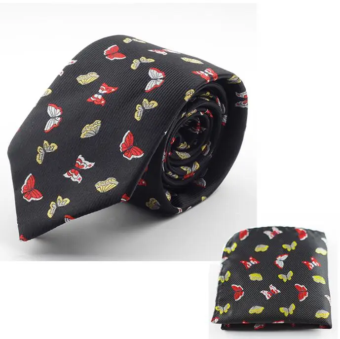 GUSLESON шелковый галстук набор 7 см галстук мужской носовой платок и галстук мужской корбаты Hombre Цветочный Тонкий Свадебный галстук - Цвет: 04