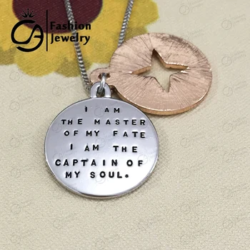 

Wholesale Jewelry I AM THE MASTER OF MY FATE,I AM THE CAPTAIN OF MY SOUL Compass Necklace Graduate Gift 20Set/Lot #LN1087