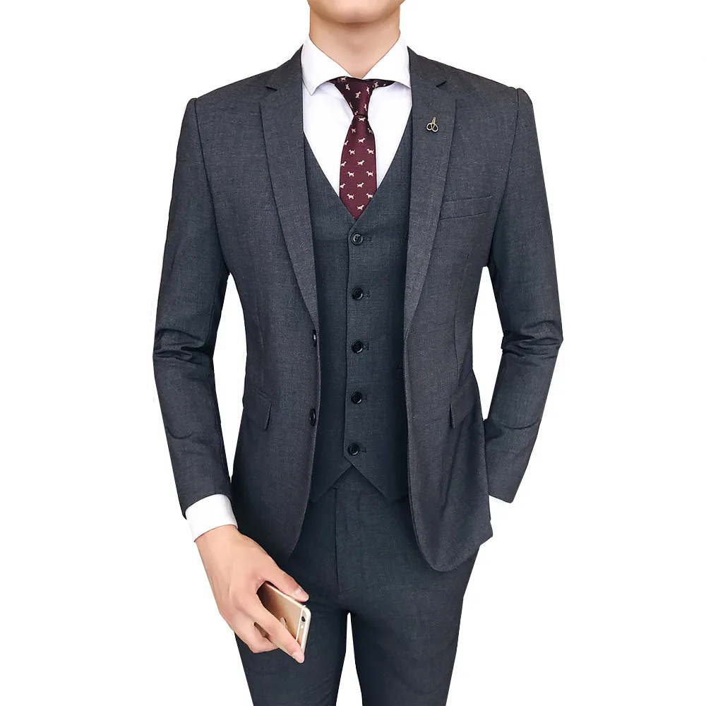 Two Buttons Slim Fit Suits 3 Pieces Suits(Jacket+Pants+Vest) Men Suits Notched Collar Wedding Groom Wedding Party Tuxedos Two Buttons Slim Fit Suits 3 Pieces Suits(Jacket+Pants+Vest) Men Suits Notched Collar Wedding Groom Wedding Party Tuxedos