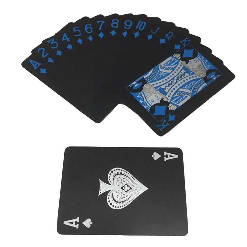 Koop Nieuwe Deck Poker Waterdichte Plastic PVC Speelkaarten Set Zwarte Kleur Poker Card Sets Classic Magic Tricks Tool Poker Games