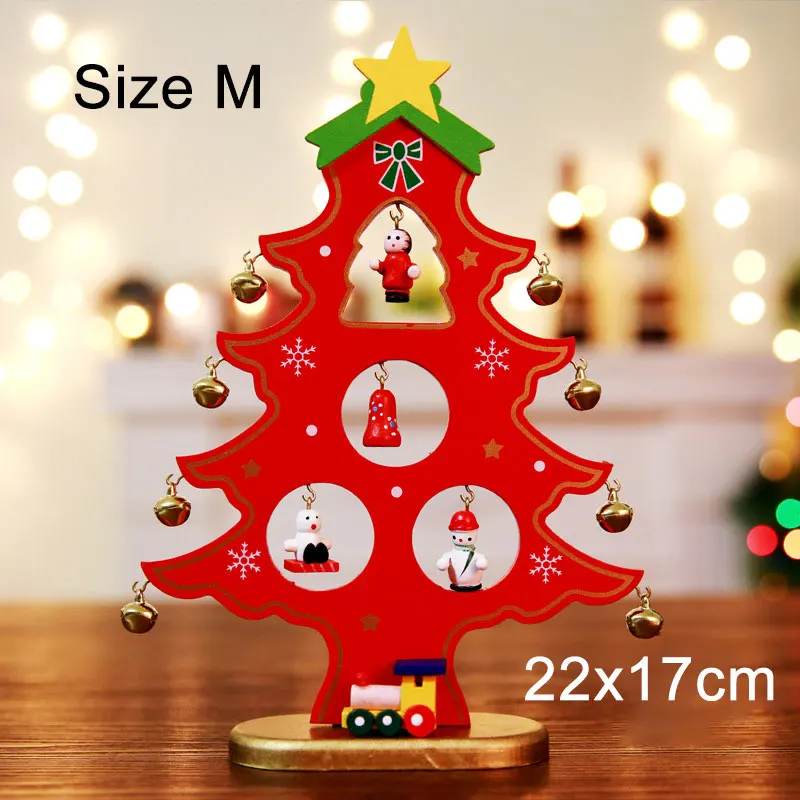 Новинка, Рождественская елка, подвеска для украшения дома, деревянная с мини-подвеской, снеговик, колокольчики, рождественские поделки, подарок для детей - Цвет: Red M
