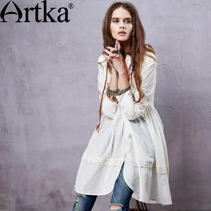Artka 2015 женская ретро новая коллекция весенней одежды вышиванием с длинным