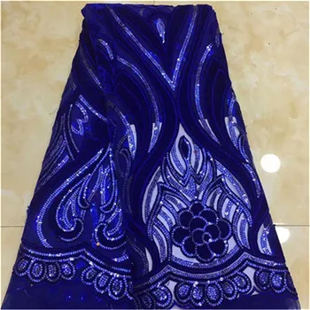 

Latest Nigerian Lace Fabric velvet 2019 High Quality Lace 3d French Bridal sequins Lace Fabric For African Lace Matrial 5yards