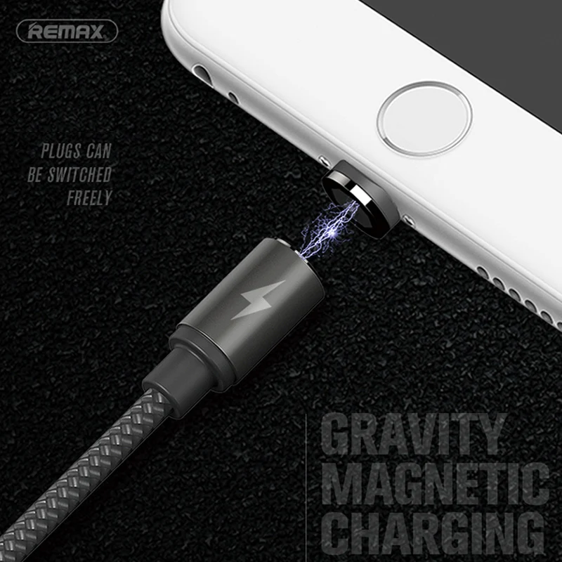 

Remax Weaving Magnetic Cable with LED light for iPhone X 5 6 7 8 plus USB Devices Mobile Phone Cable Magnet fast Charger Cable