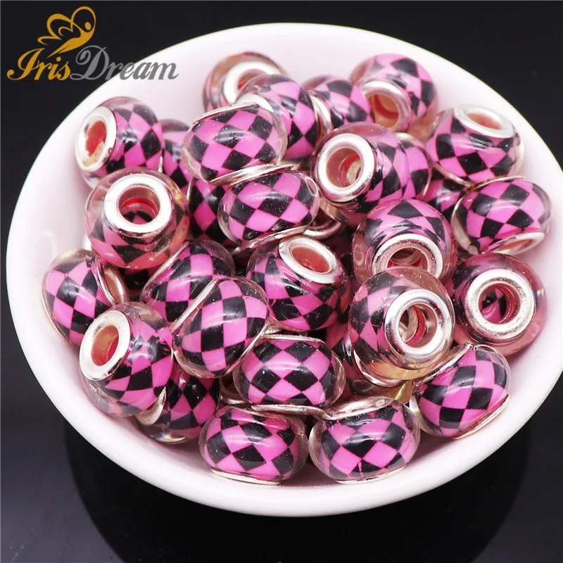 

50Pcs Lot Wholesale Spacer Glass Beads for Jewelry Making Large Hole European Beads fit Pandora Bracelet Bangle Women Necklace