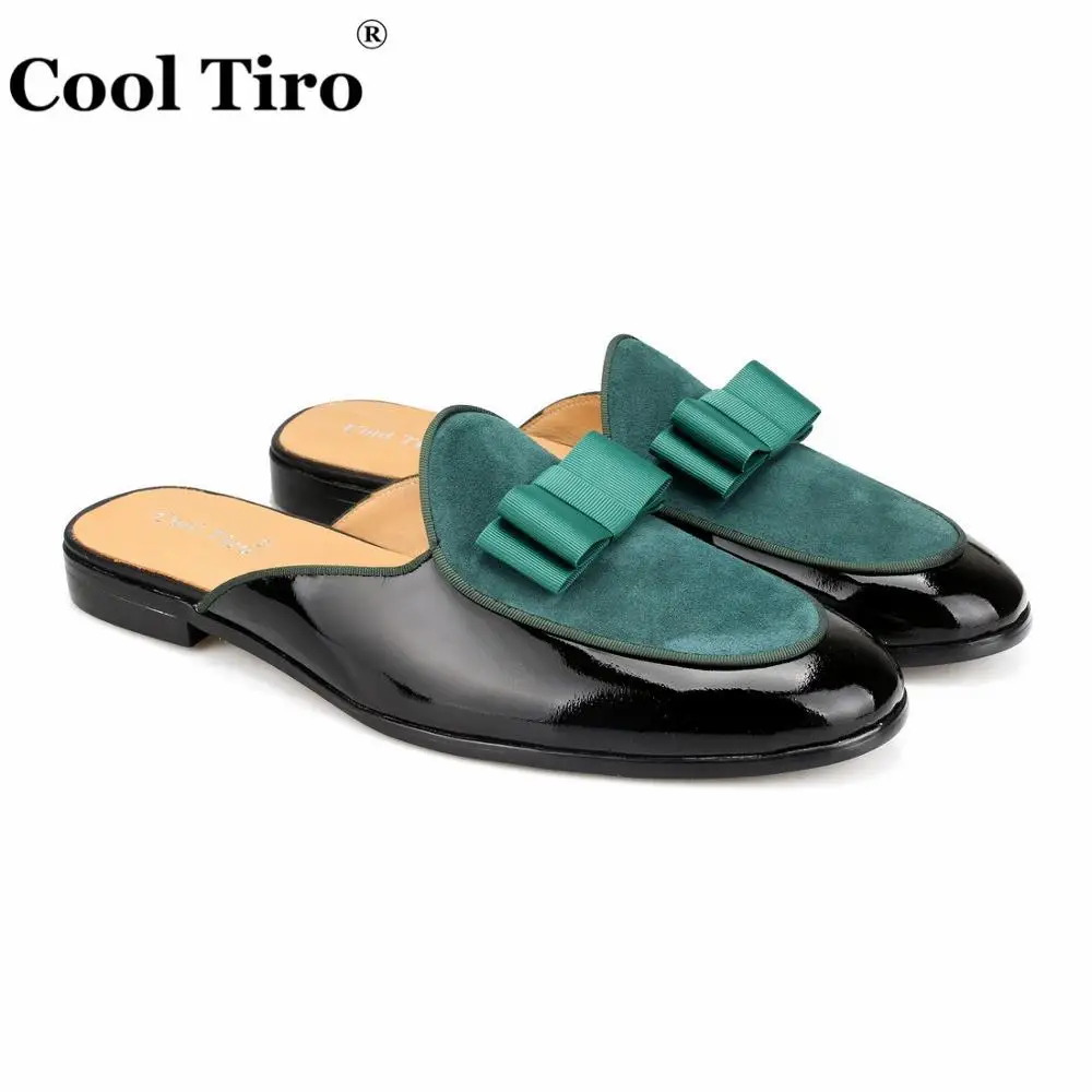 Green Suede Mules Slippers Bow (2)