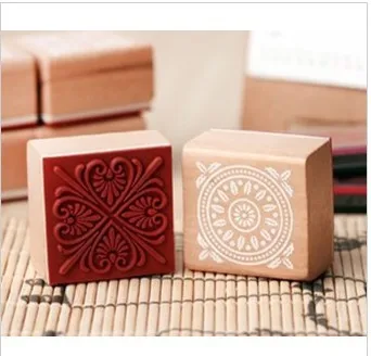 

1PC Vintage Style Sweet Lace Series Wood Square Stamp Rubber Gift Stamp 6 designs Wood stamps (ss-978)