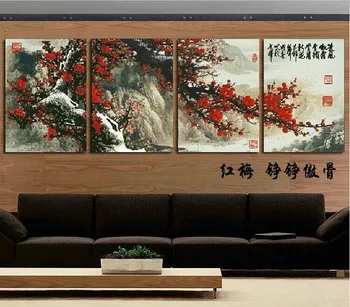 

Embroidery Package Top Quality Cross Stitch Kits Wintersweet Flower Total 4 Pieces Hot Sell