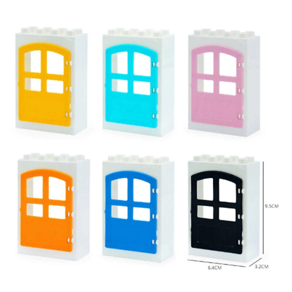 House Big Particles Building Blocks Compatible with Duplo Basics Accessory Movable Window Door Set Bricks Kids DIY Assemble Toys