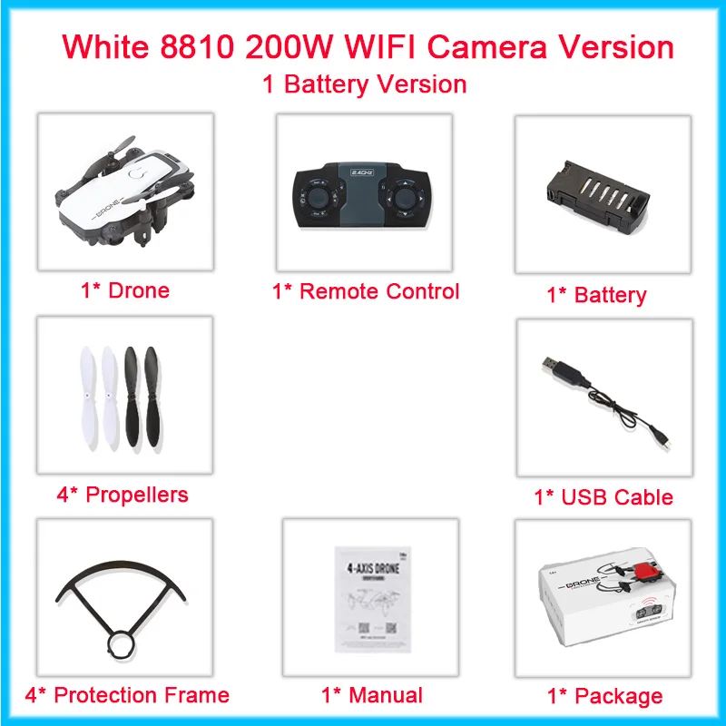 Новое поступление Мини Складная Quadcopter карман Drone FPV WI-FI Камера мини Drone с тяжести Сенсор высота Удержание RC игрушки для детей - Цвет: White 200W WIFI 1Bat