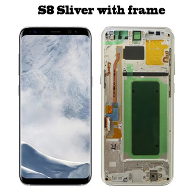 Супер AMOLED дисплей для samsung S8 Plus G955 G955F S8 G950F G950U G950W lcd кодирующий преобразователь сенсорного экрана в сборе с рамкой - Цвет: S8 Silver