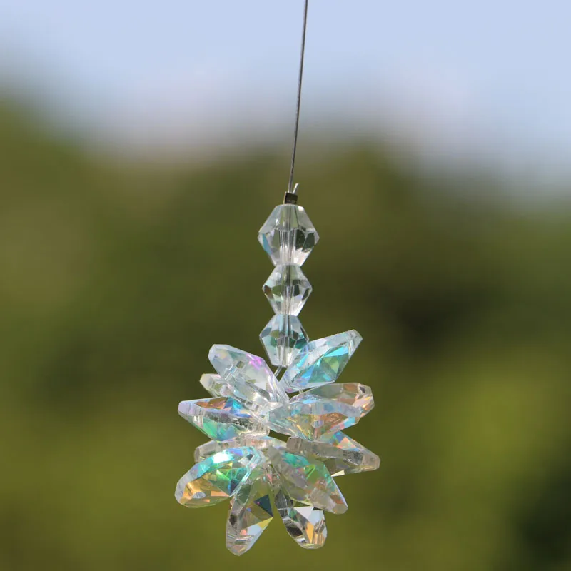 1 шт. прозрачные чакра радужные кристаллы Starburst Призмы Висячие Ловец солнечных лучей бусина в форме автомобиля орнамент