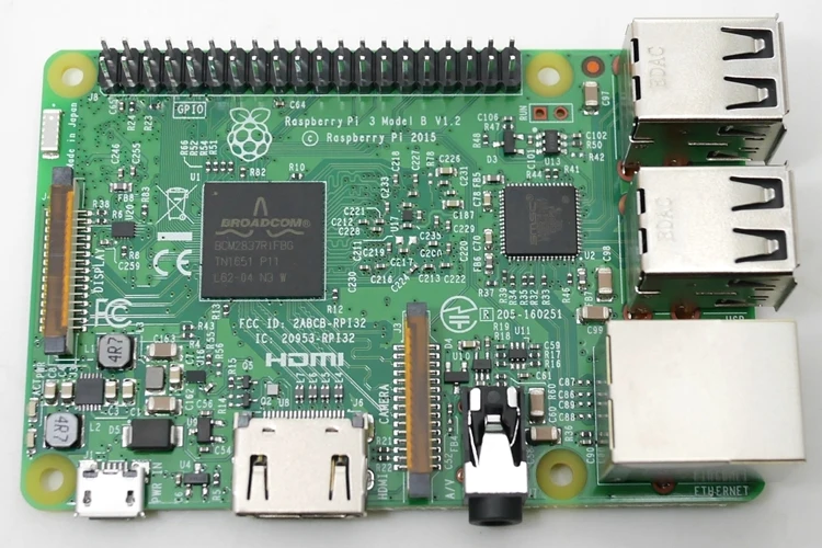 RS оригинальный Raspberry Pi 3 модели B 1 ГБ Оперативная память 4 ядра 1,2 ГГц 64 бит Процессор с Wi-Fi и Bluetooth | 3B | 64bit | BCM2837 | Сделано в Японии