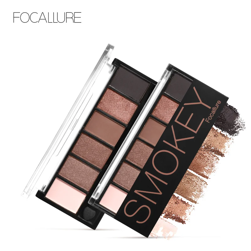 FOCALLURE 6 цветов палитры теней гламурный Smokey Eye Shadow Shimmer Цвета макияж комплект по