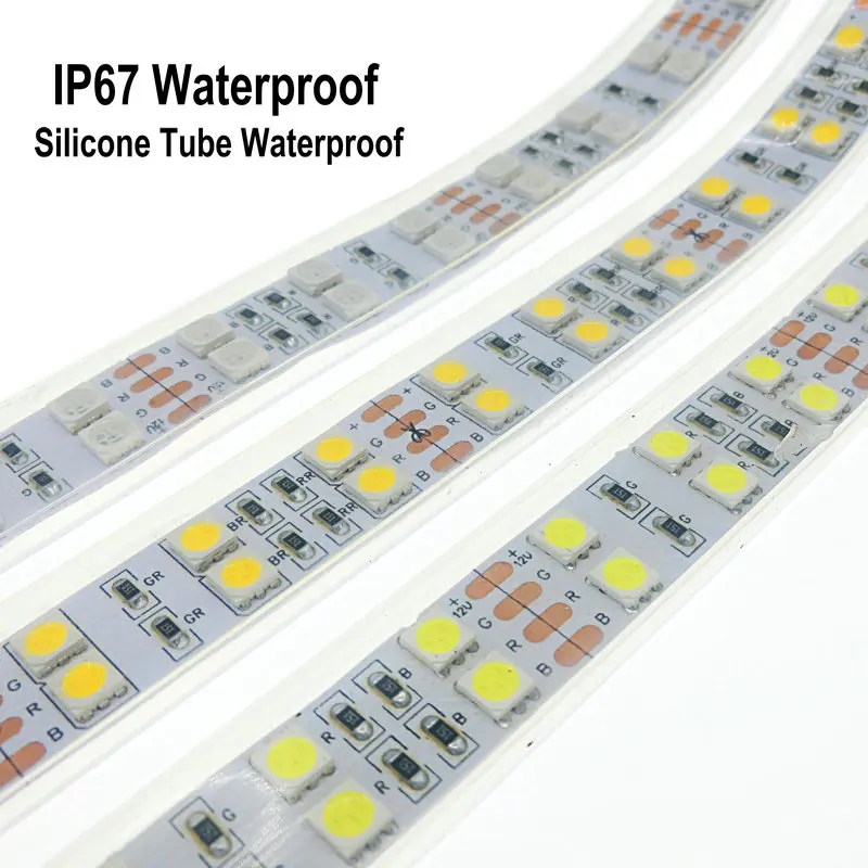 120 светодиодный s/m светодиодная лента 5050 DC12V силиконовая трубка водонепроницаемый IP67 гибкий светодиодный светильник двухрядный 5050 Светодиодная лента 5 м/лот