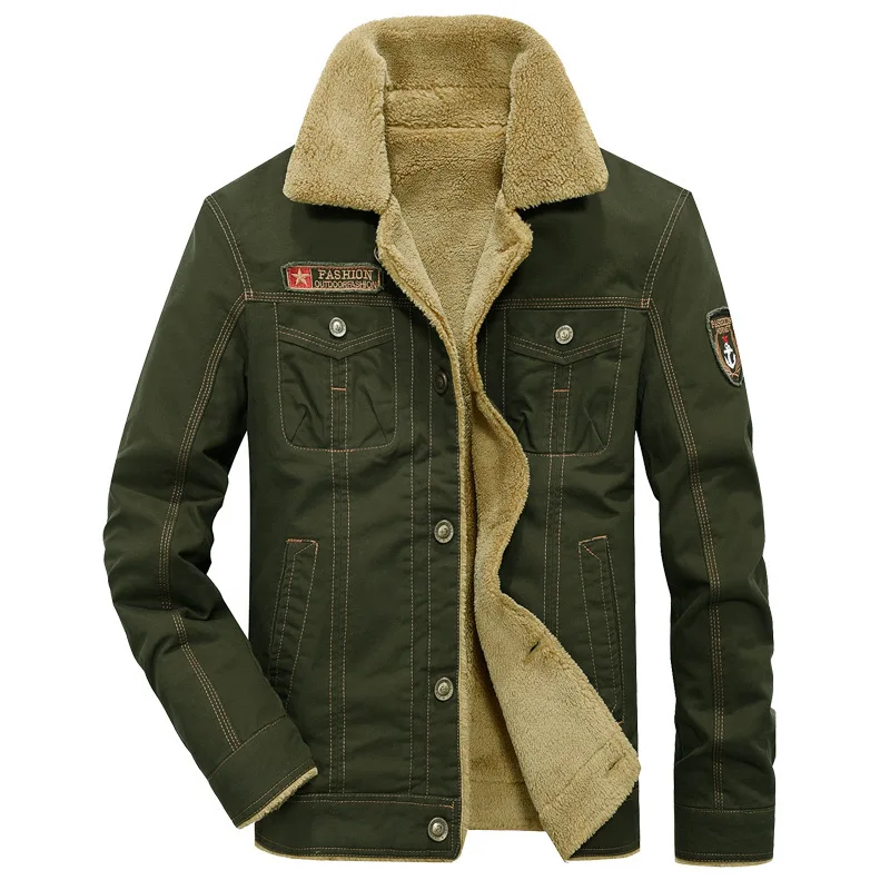 Giubbotto giacca uomo casual verde militare parka giubbino in cotone da S a 3XL