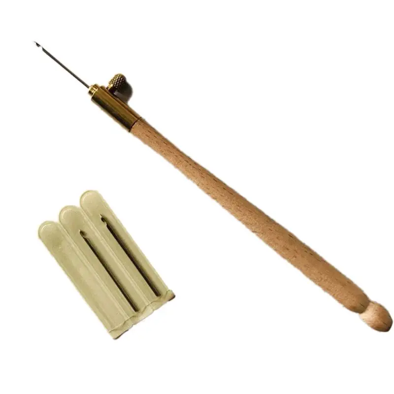 Tambour Hook with 3 Needles 70 90 100 Embroidery Tools Sequins Bead Neddle Tool Set Kit Tambour Hook Handcraft Accessories