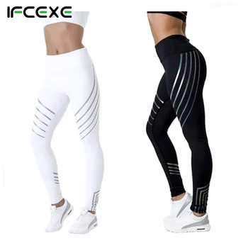 

2018 Hot Cool Women Yoga Pants Reflected light laser Fitness Leggings Running Gym Stretch High Waist Sport Leggings Pant Trouser