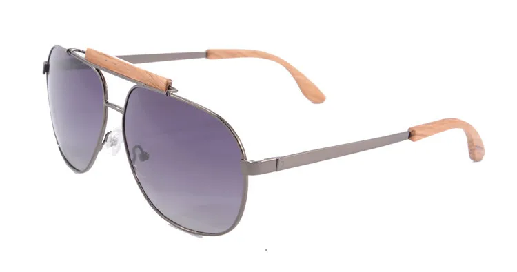 Новое поступление ретро брендовый дизайн металлические солнцезащитные очки, мужские солнцезащитные очки TAC Polariod металлические и бамбуковые смешанные солнцезащитные очки для улицы Oculos 1567 - Цвет линз: gun gradient grey