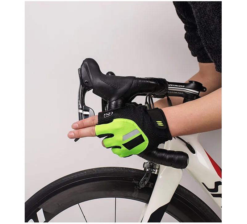 GSG мужские перчатки с открытыми пальцами гелевые велосипедные перчатки анти шок без пальцев спортивные унисекс красный зеленый