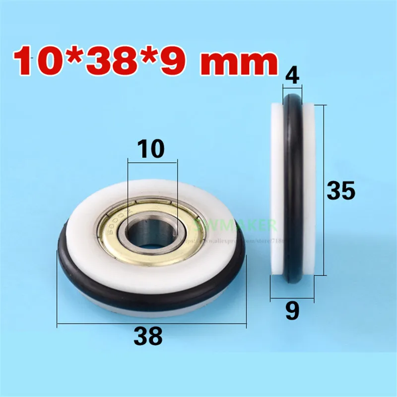 1pcs 10*38*9mm 6000 Bearing Pulley, Oring Nbr Silent Guide Wheel