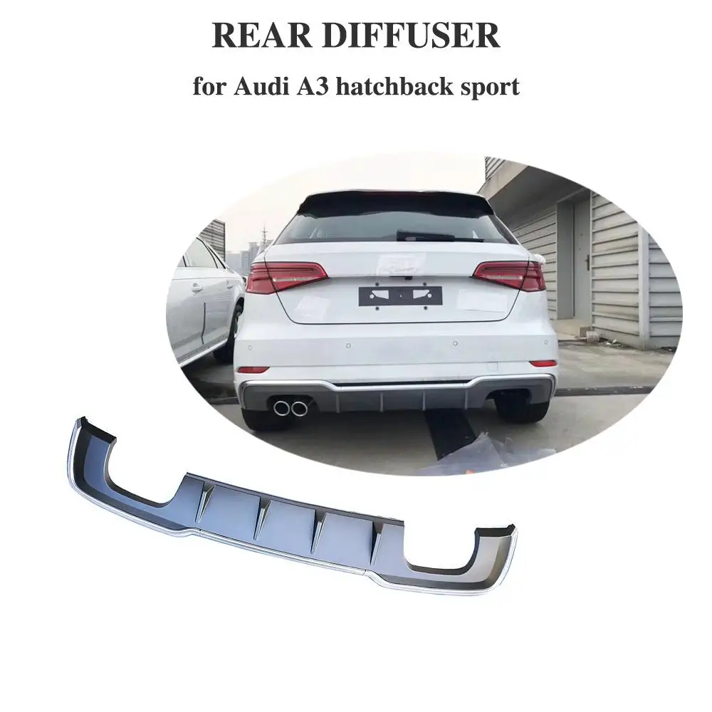 

PP Rear Bumnper Diffuser Lip Spoiler for Audi A3 S-line Hatchback 2 Door 2017-2019 Car Rear Lip Spoiler