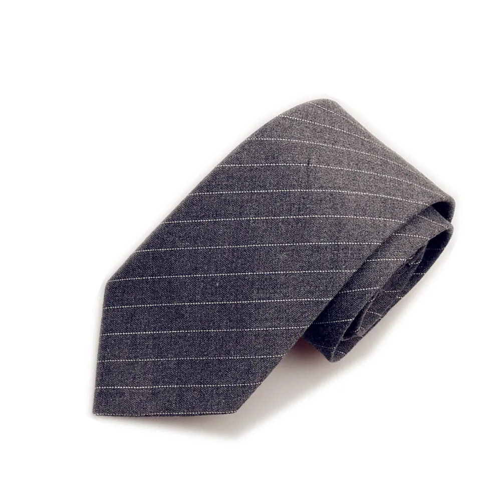 7cm Stripe Grey 20 HOOYI полосатый тонкий галстук для мужчин Шерсть модный галстук в клетку зимний подарок галстук 6 см - Цвет: 7cm Stripe Grey 20