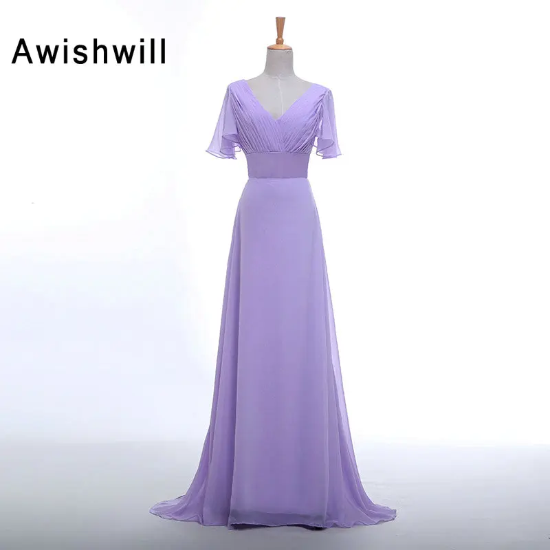 long lavender dress with sleeves