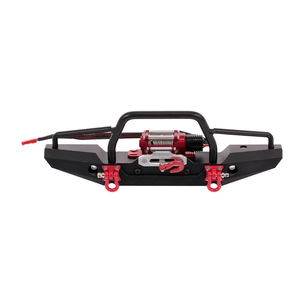 

RC Car Metal Bumper with Winch 2 LED Light Remote Controller Receiver for Traxxas TRX-4 Axial SCX10 RC Crawler Cars
