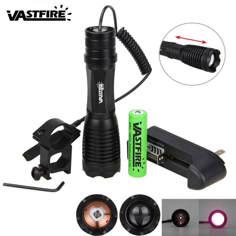 Ferramenta de Visão Montagem em Trilho Noturna + 20mm Tactical Caça Luz Zoomable Lnfrared Radiação Lanterna 4 18650 Carregador 10 w 940nm ir Led 2 High Quality Esporte e Lazer
