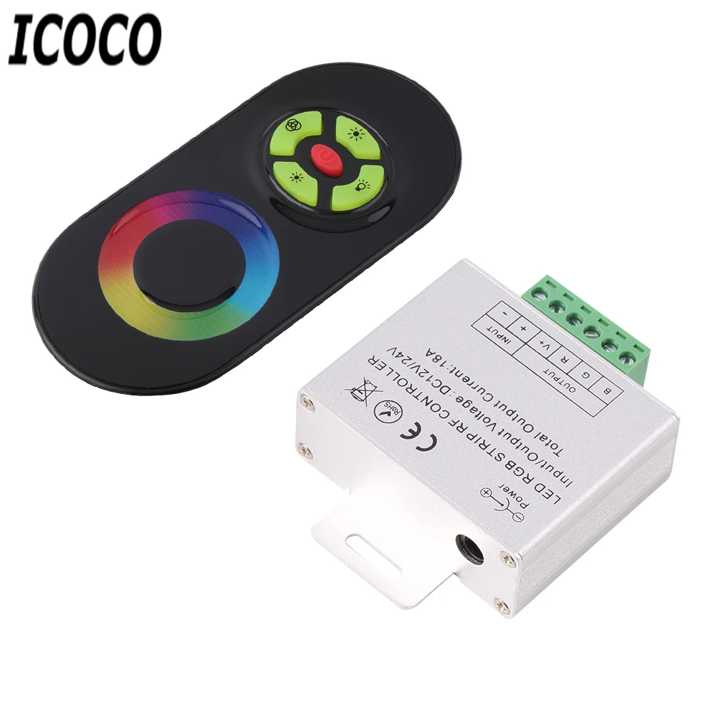 Icoco черный/белый wirelessrf пульт дистанционного управления для SMD 5050/3528 RGB Светодиодные ленты Light Touch диммер RGB полосы света контроллер