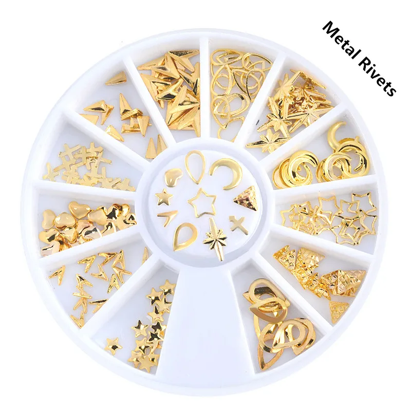 

Gold Mix 3D Cross Jewelry Accessories Design Metal Rivets Nail Art Decoration