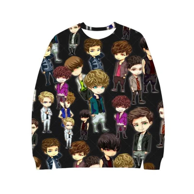 

KPOP EXO Cute Cartoon 3D Printed Men/Women Hoodies Sweatshirts Korean Fashion Harajuku Hip Hop Capless Sweatshirt Poleron Mujer