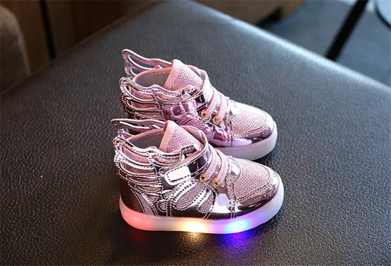 New Kids Glowing Sneakers Spring  Autumn Wing LED USB Luminous Lighted Shoes For Boys Girls Cute Children Lighted Sneaker XSKD01 (11)